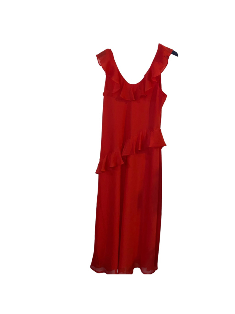 Women's A New Day Red Ruffle Sleeveless Midi Dress Size L - Picture 2 of 7
